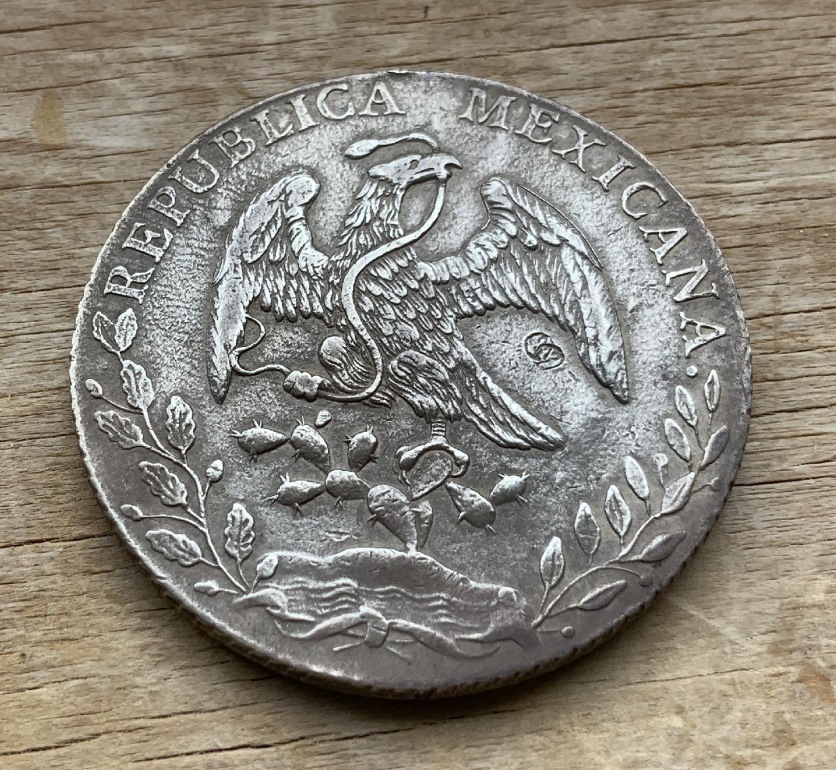 1890 Mexico 8 Reales .903 silver coin C331